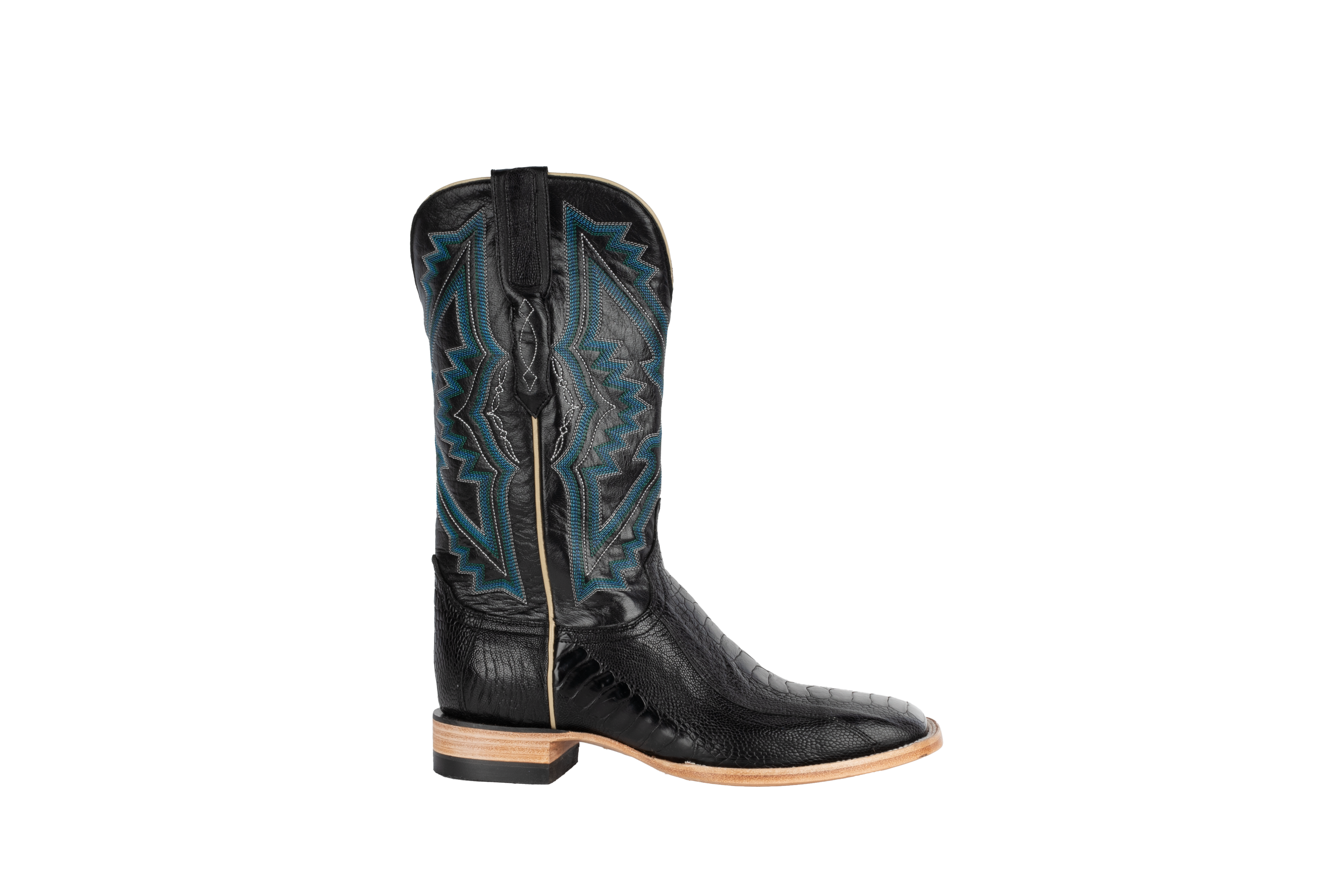 Ostrich Leg Black - Square Toe