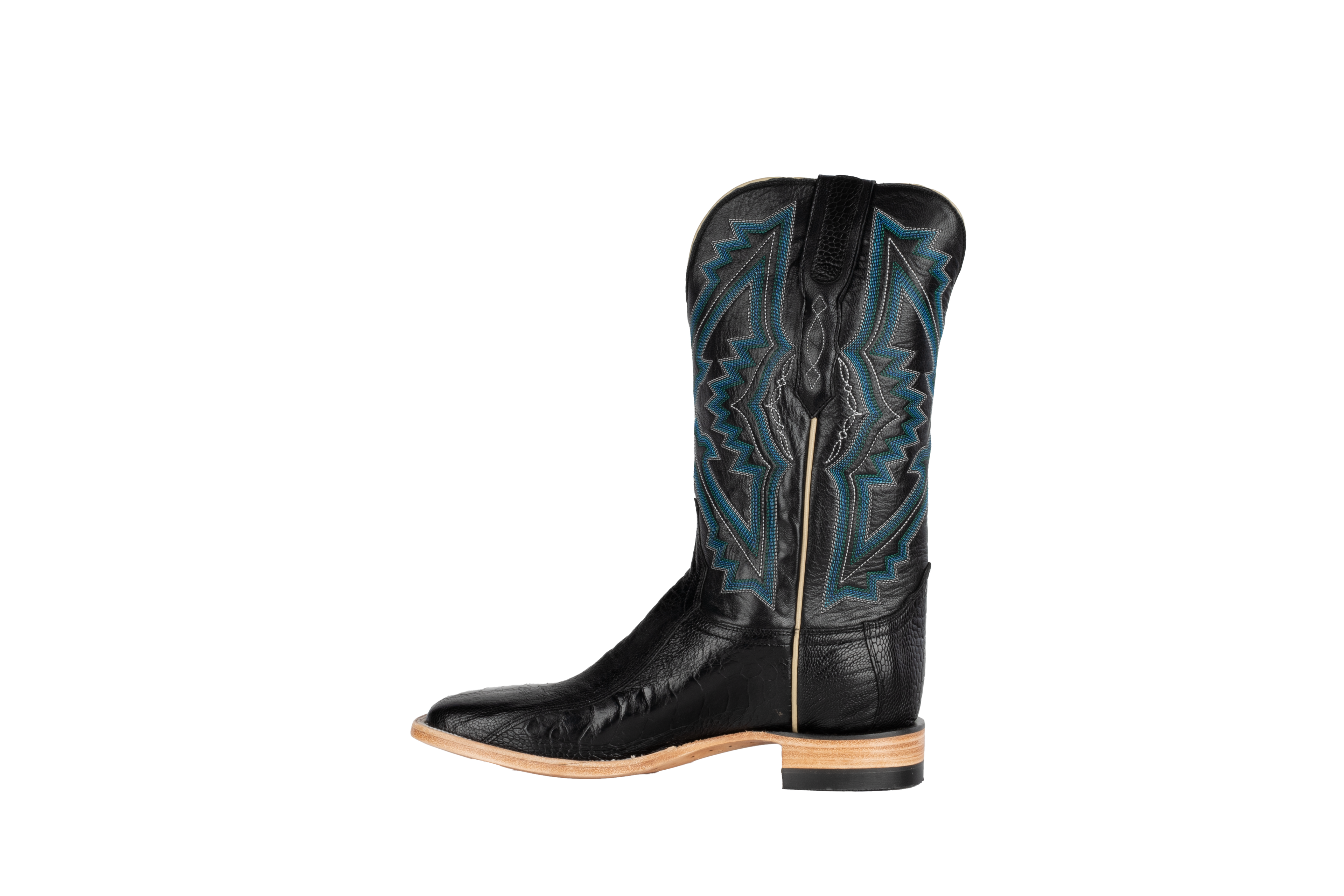 Ostrich Leg Black - Square Toe