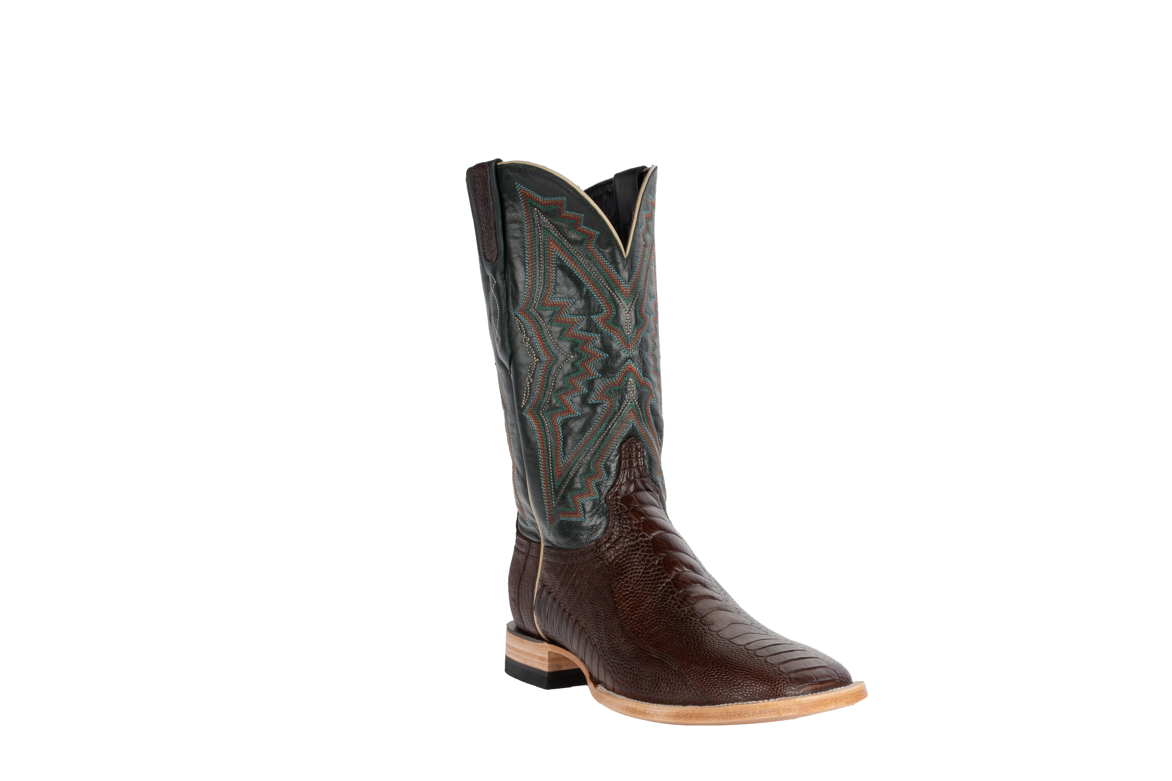 Ostrich Leg Chocolate - Square Toe