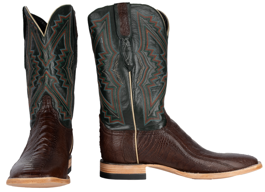 Ostrich Leg Chocolate - Square Toe