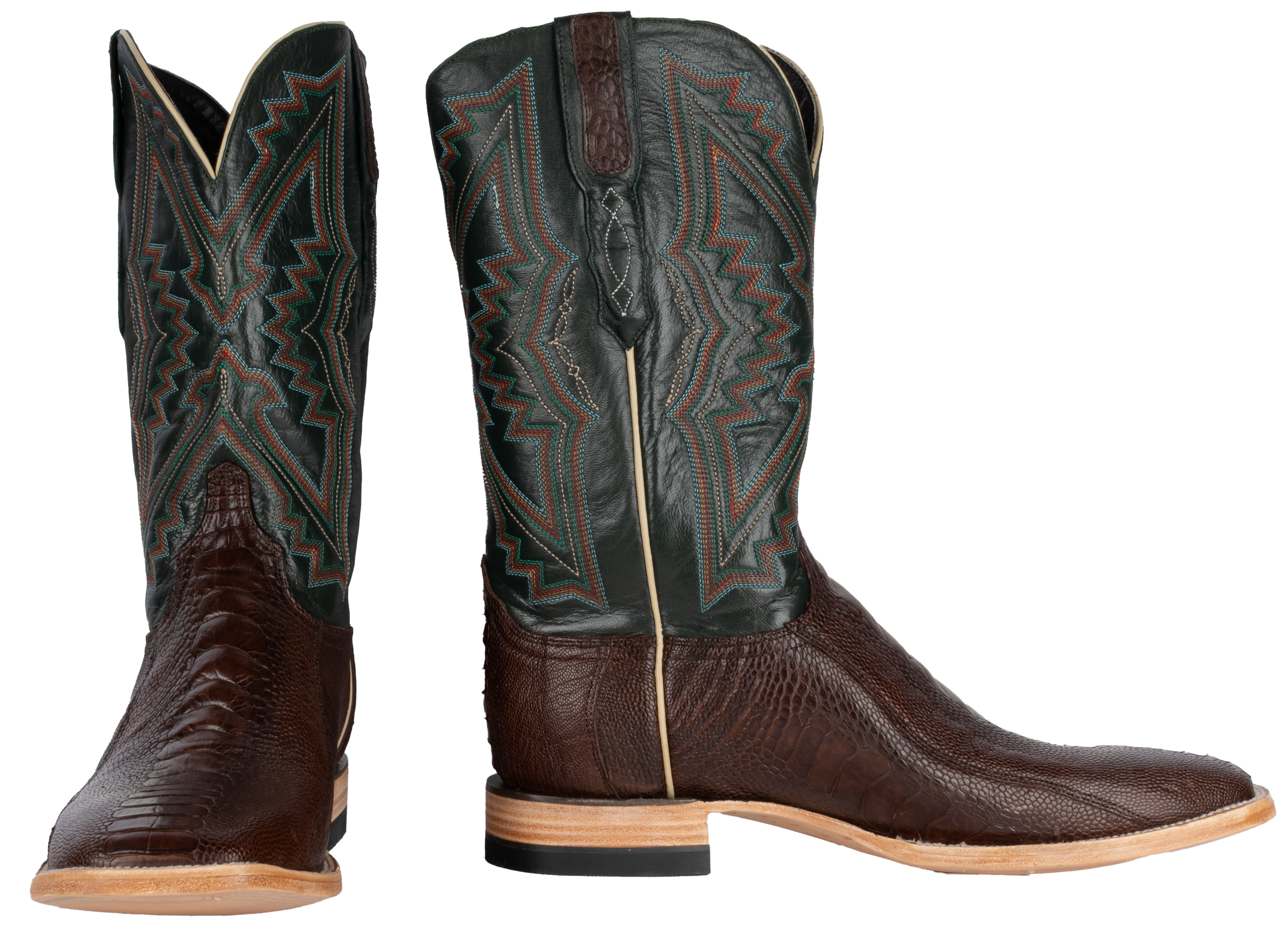 Ostrich Leg Chocolate - Square Toe