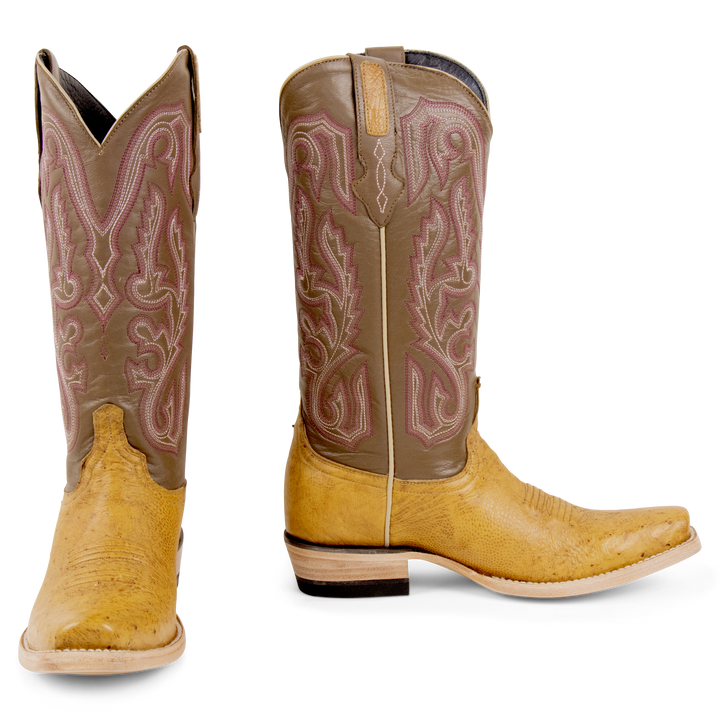 Smooth Ostrich Ant Sadlle Tan - Cutter Toe