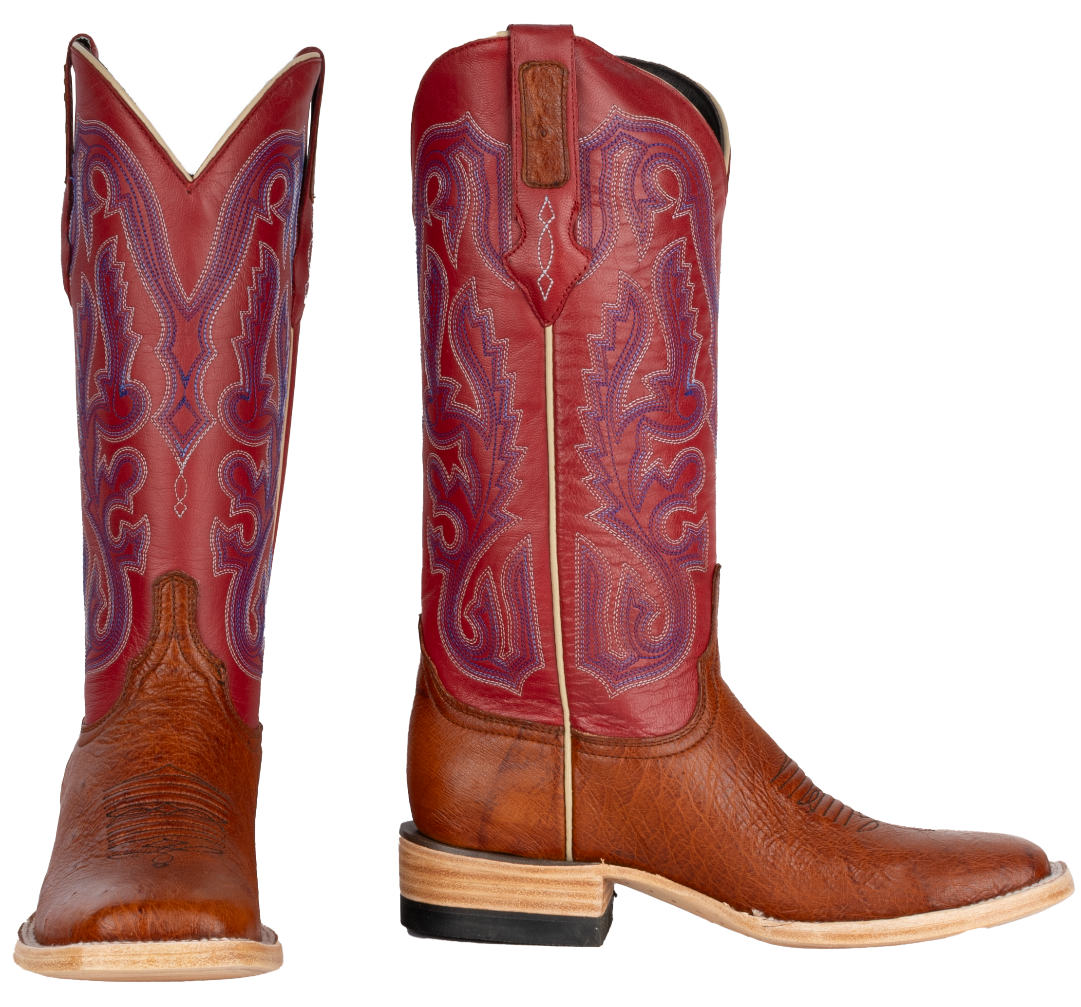 Smooth Ostrich Cognac - Square Toe