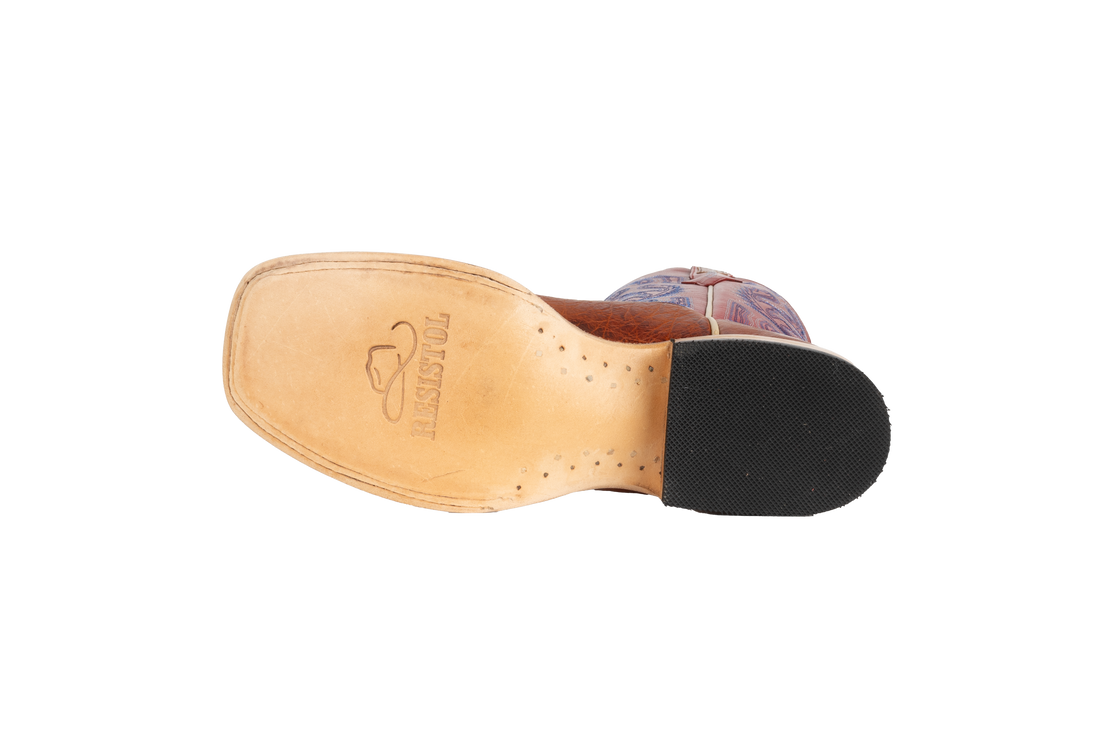 Smooth Ostrich Cognac - Square Toe