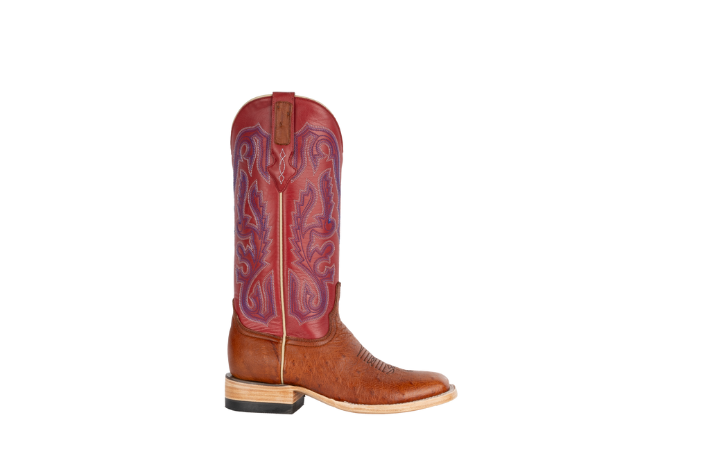 Smooth Ostrich Cognac - Square Toe