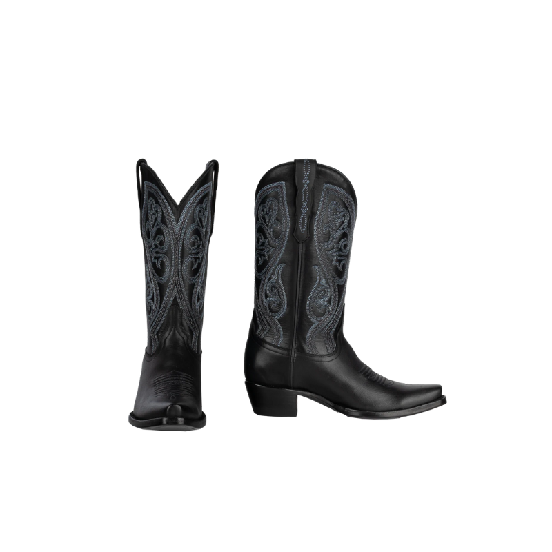 Resistol Boots Black Gold Jersey Cowhide - Pointed Toe