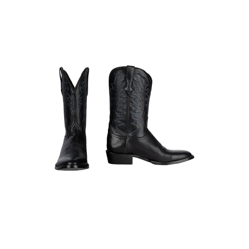 Resistol Boots Black Gold Jersey Cowhide Round Toe