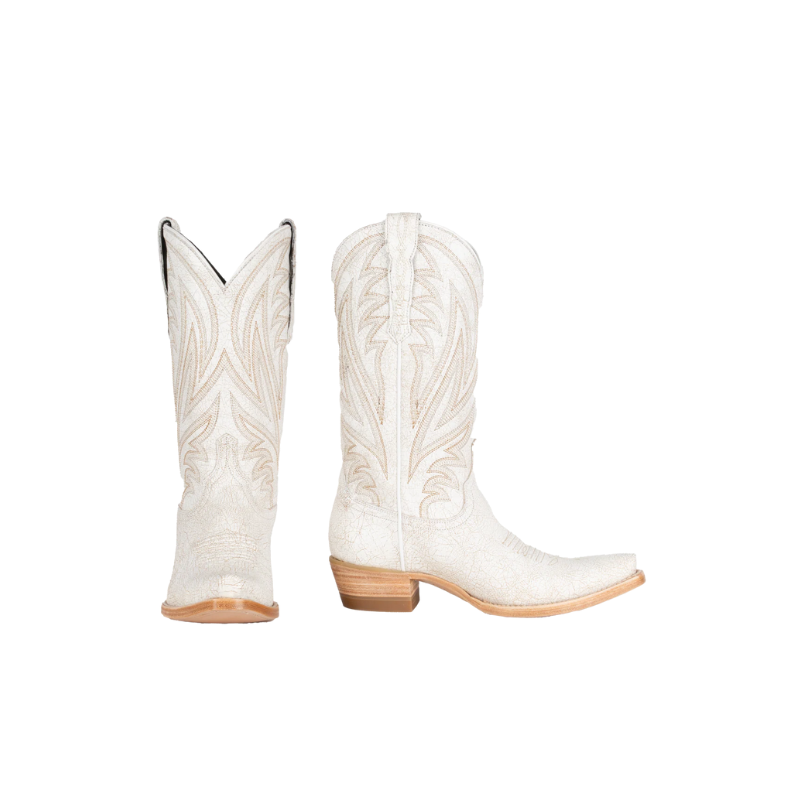 Resistol Boots White Gold Craquelada Pointed Toe