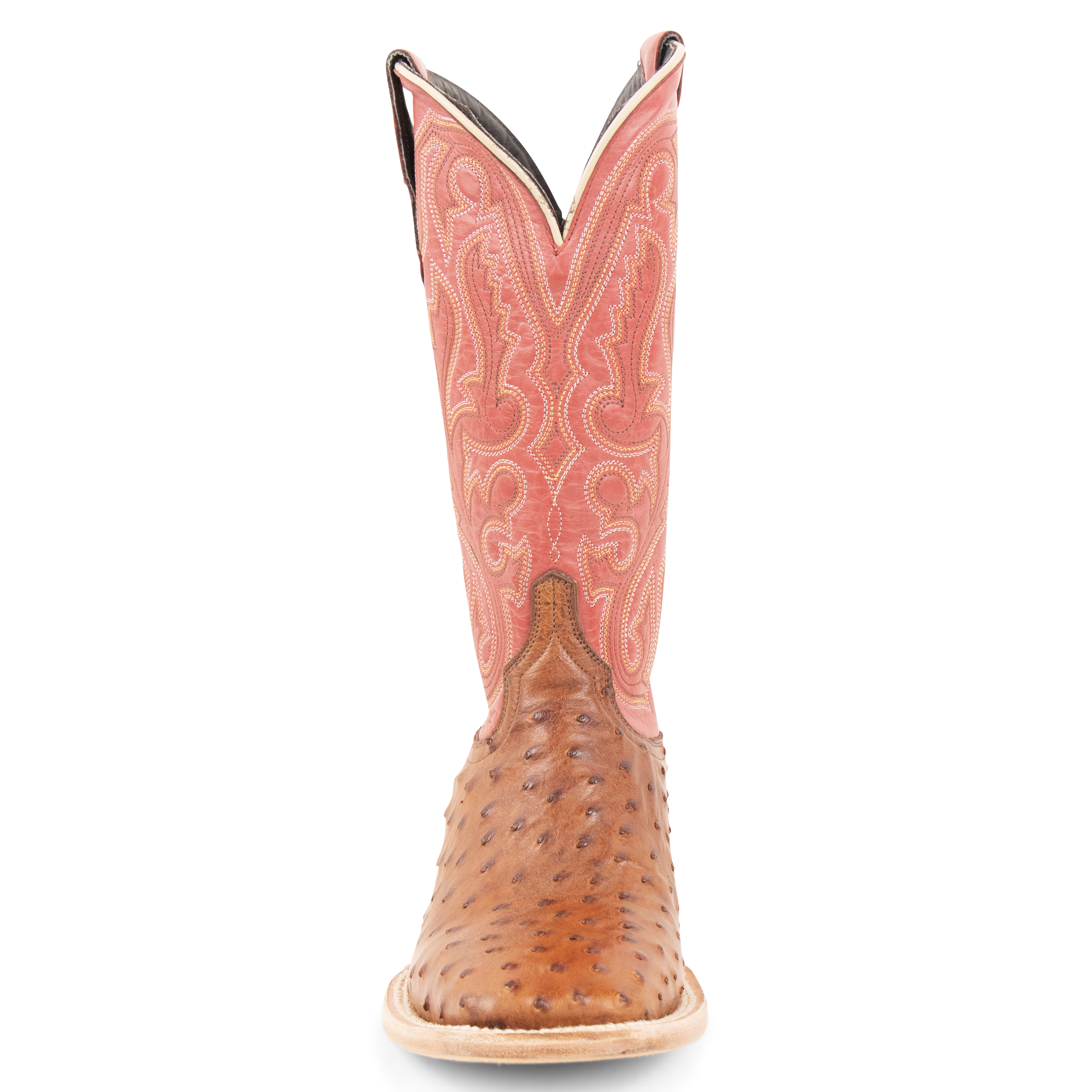 Full Quill Ostrich Cognac - Square Toe