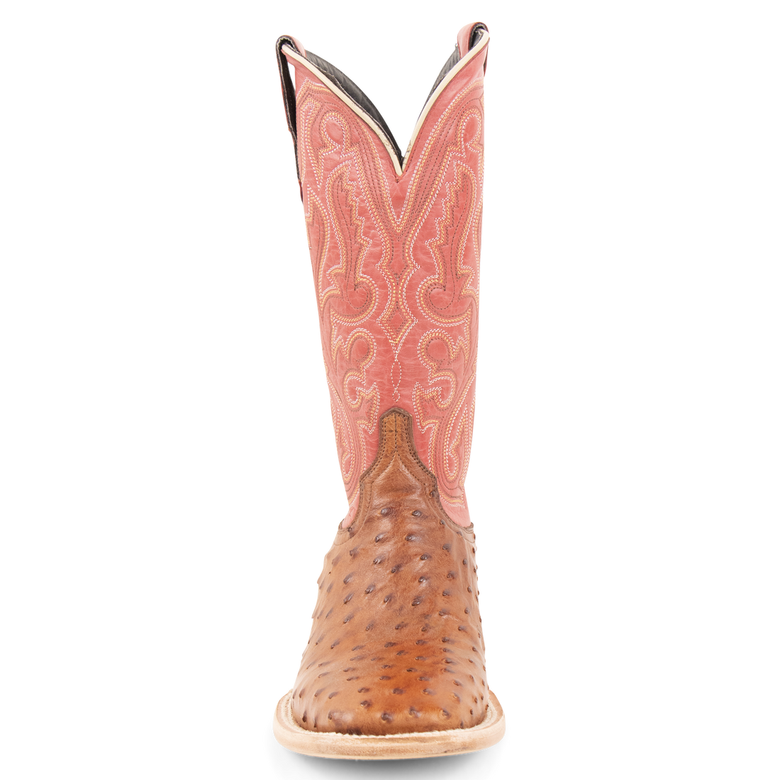 Full Quill Ostrich Cognac - Square Toe