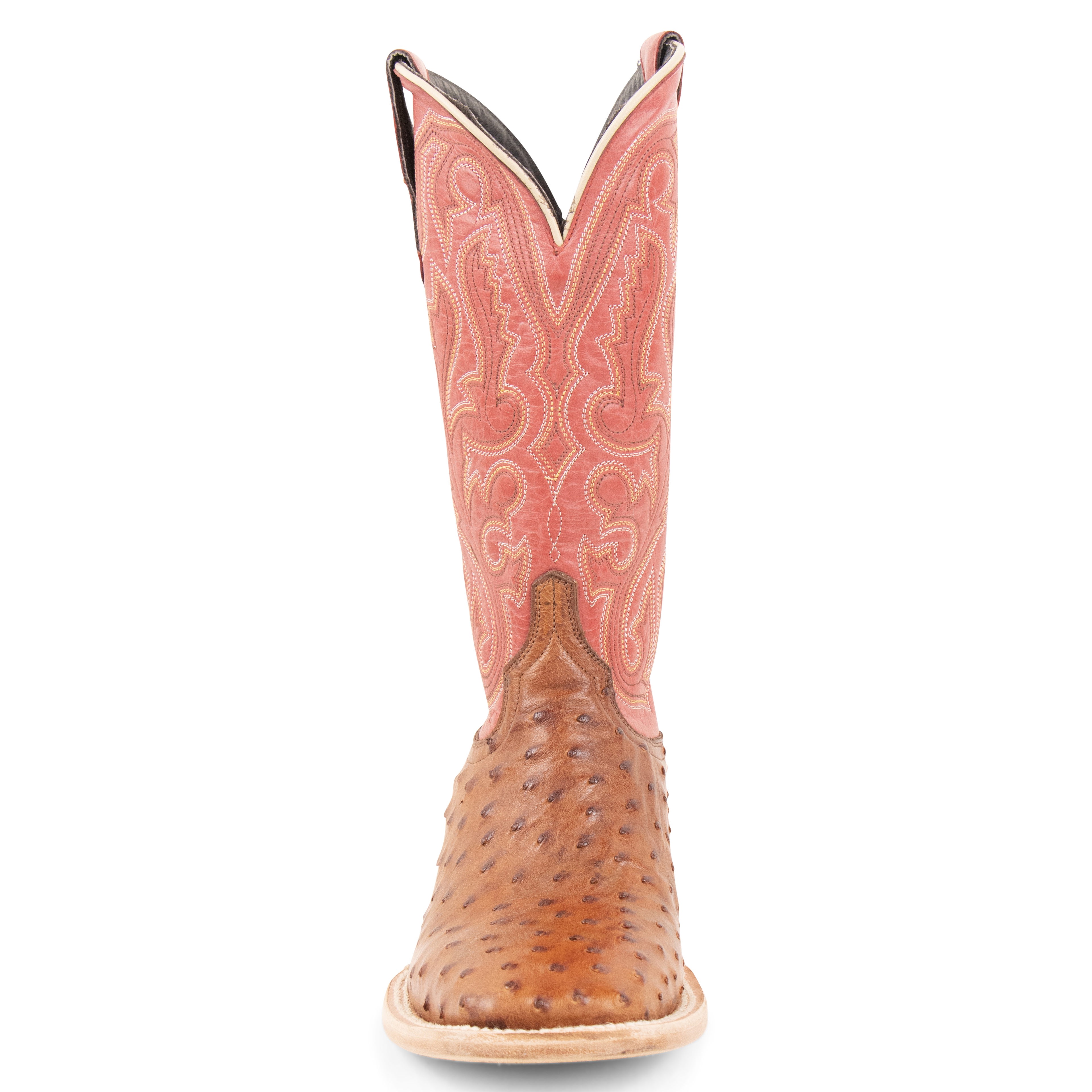 Full Quill Ostrich Cognac - Square Toe