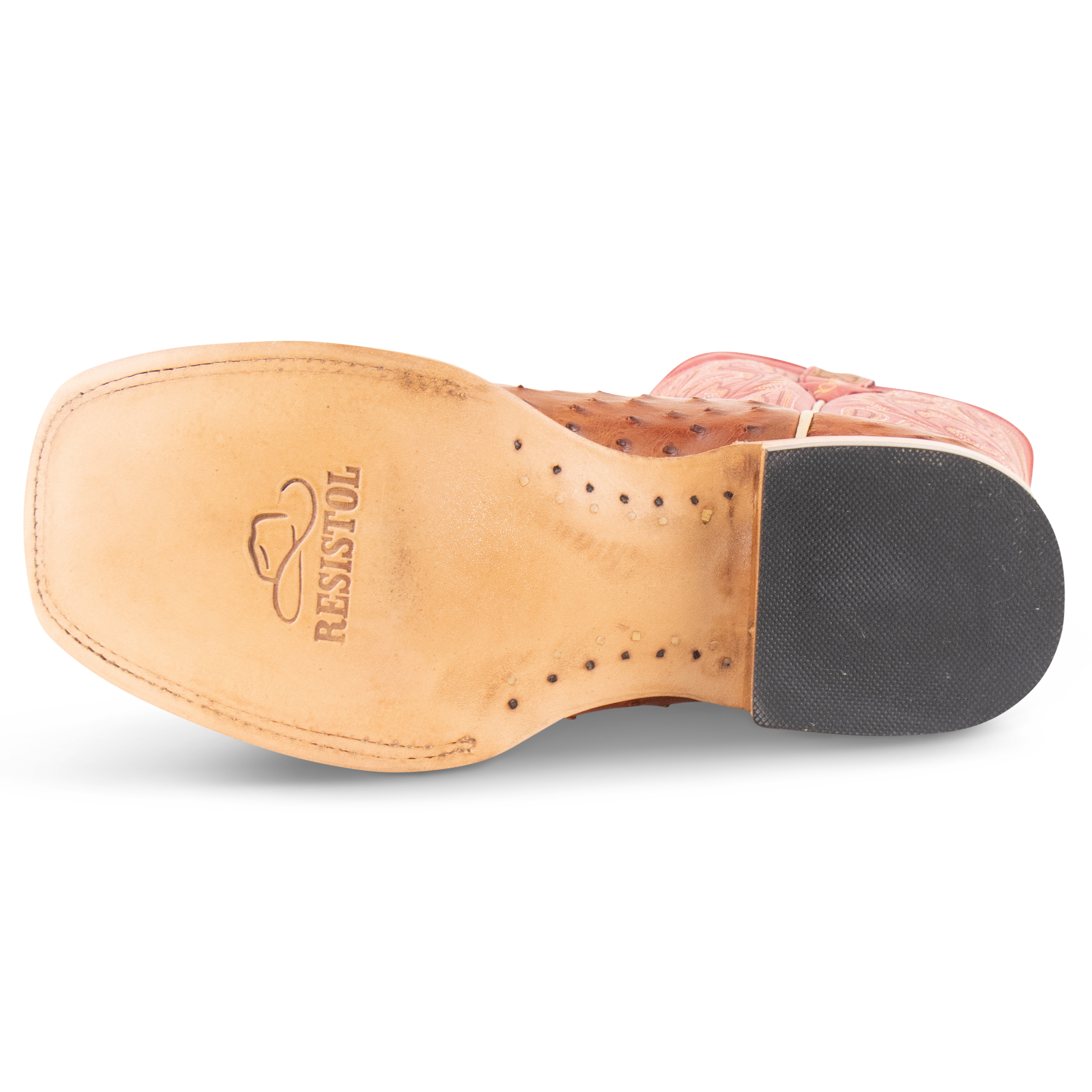 Full Quill Ostrich Cognac - Square Toe