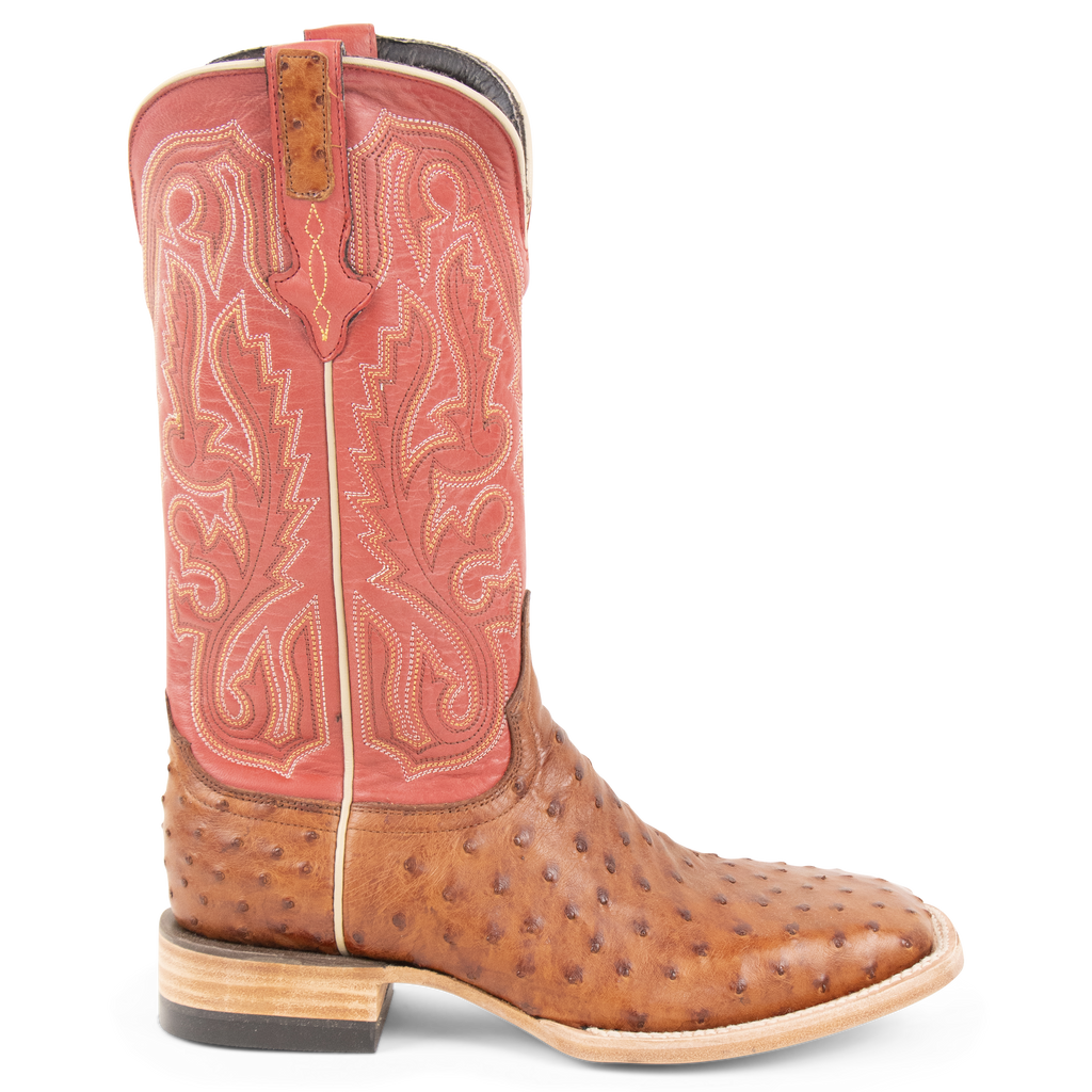 Full Quill Ostrich Cognac - Square Toe
