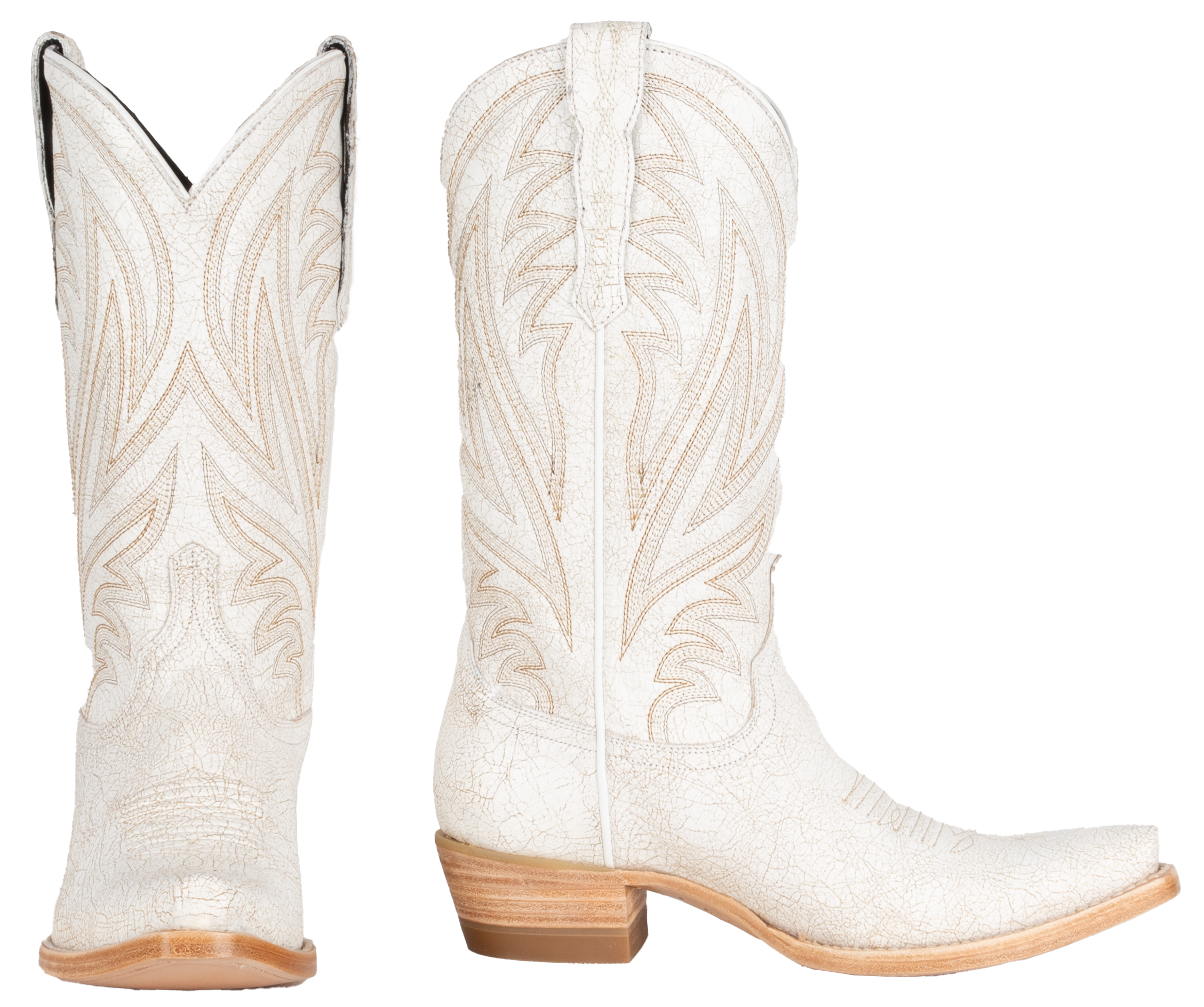 Resistol Boots White Gold Craquelada - Pointed Toe
