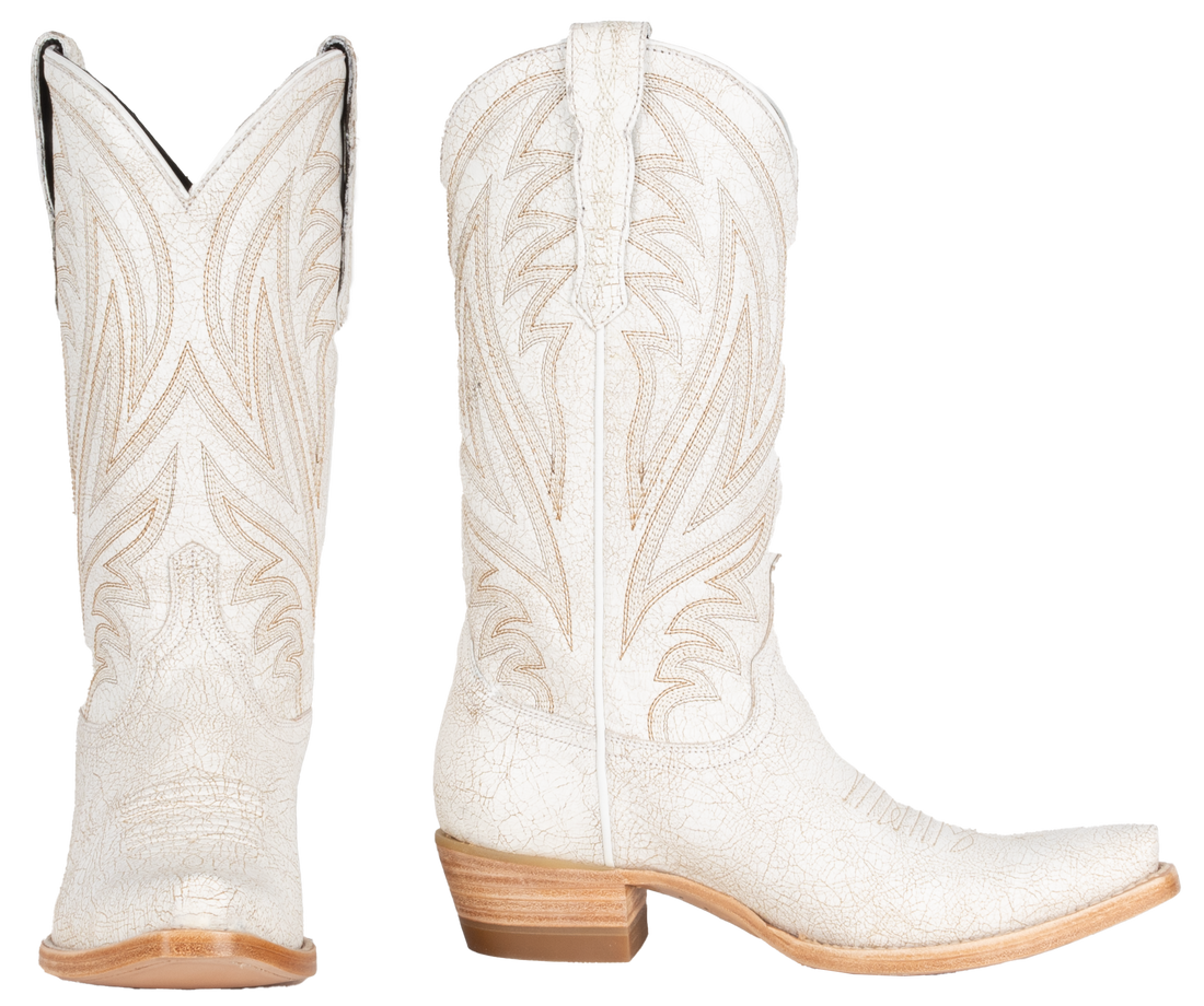 Resistol Boots White Gold Craquelada - Pointed Toe
