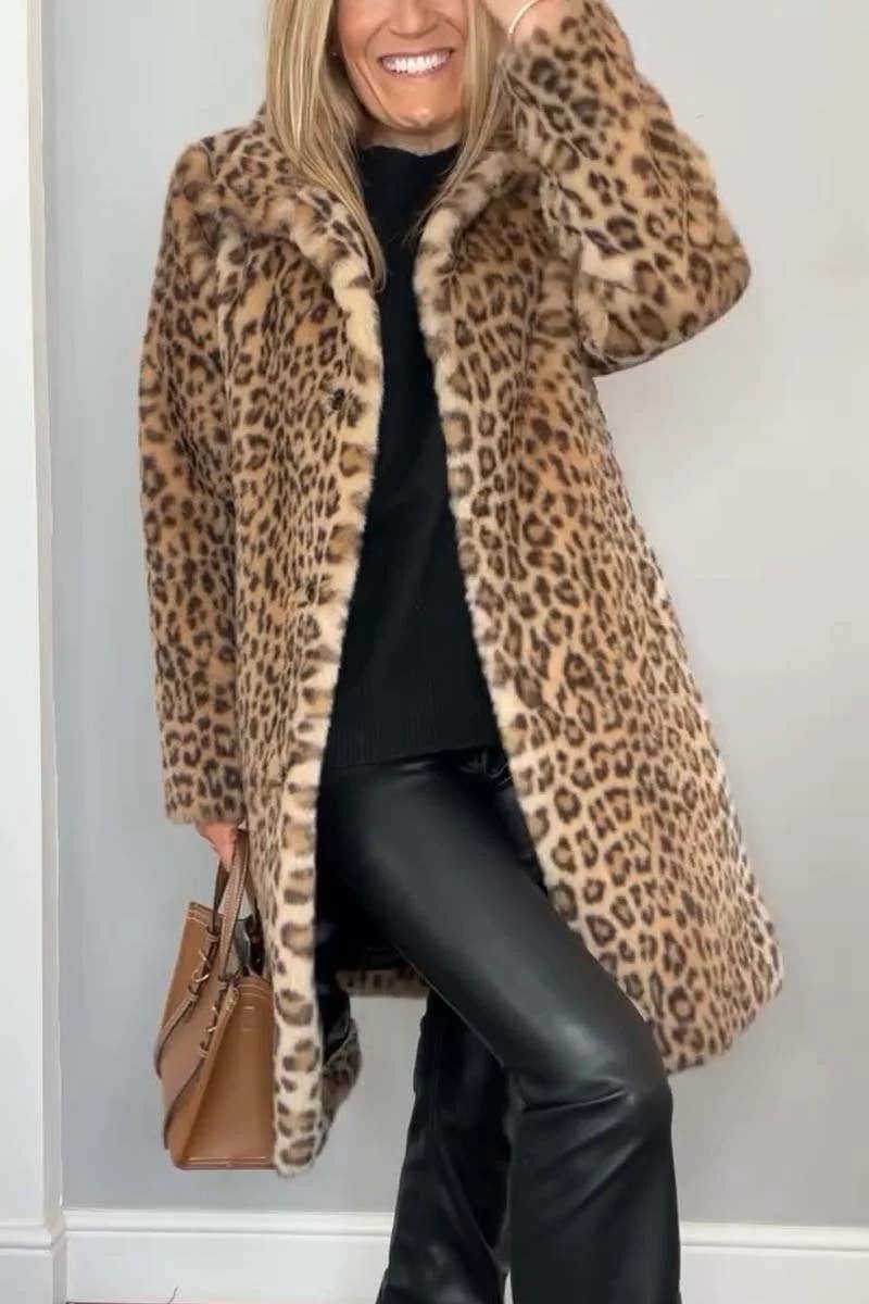 Leopard Print Faux Fur Coat