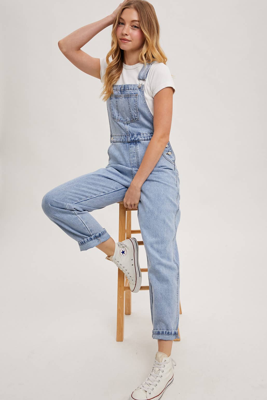 DENIM STRAIGHT LEG OVERALLS
