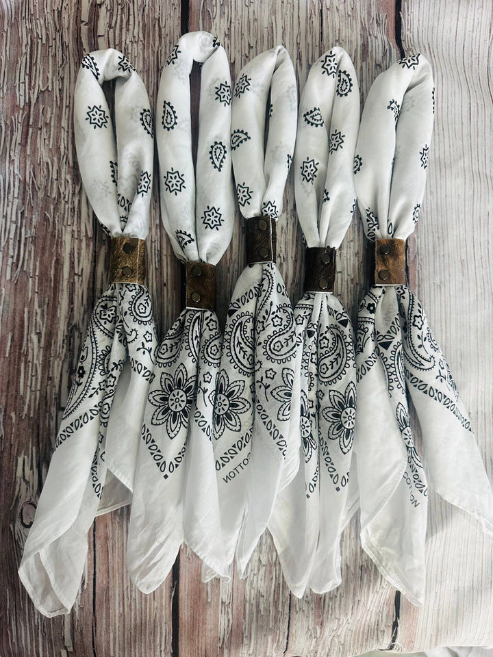 White & Black Hand Dyed Bandanas