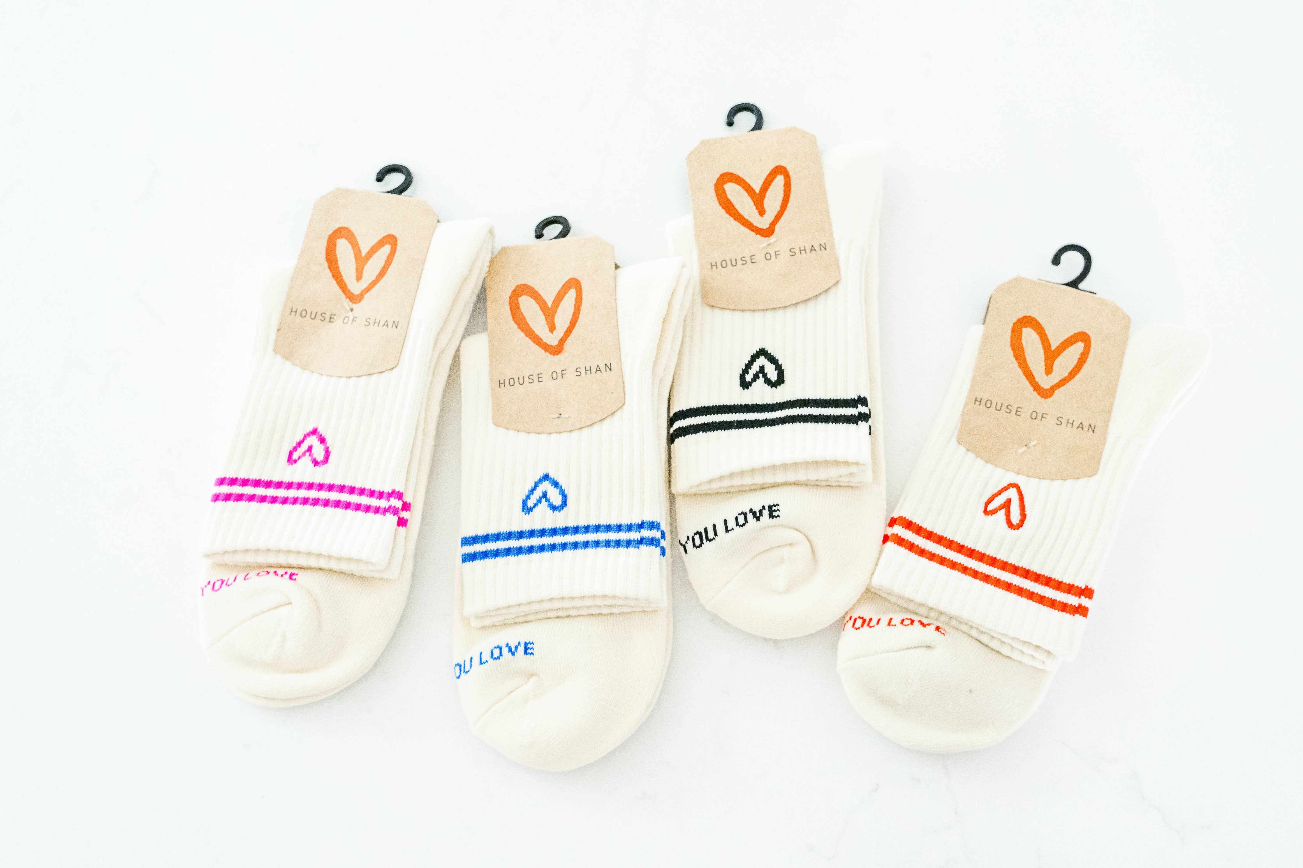 House of Shan "Shortie" Socks: Creme w/Black