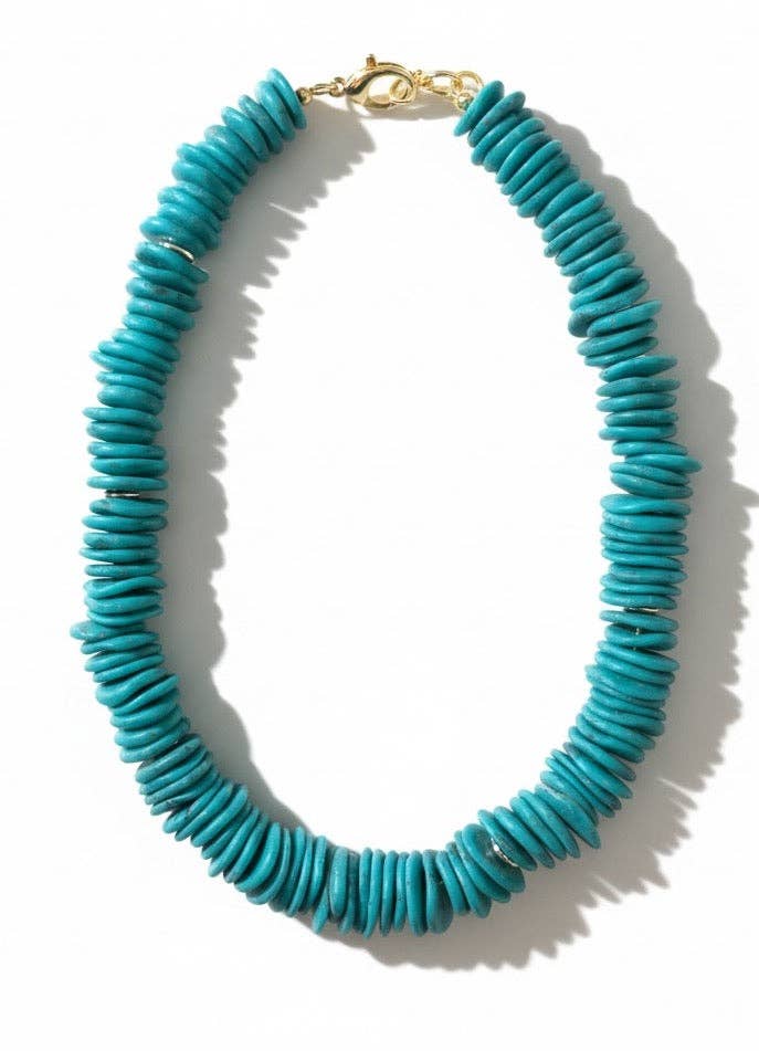 Beaded Drift Chunky Necklace - Bright Turquoise