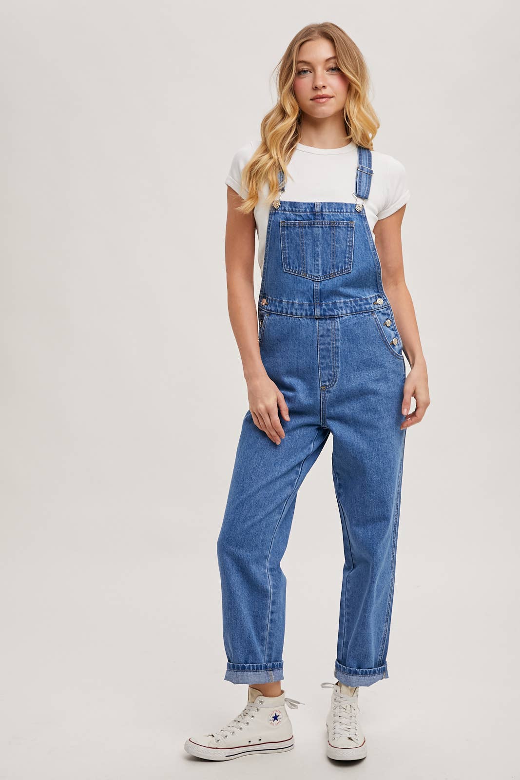 DENIM STRAIGHT LEG OVERALLS