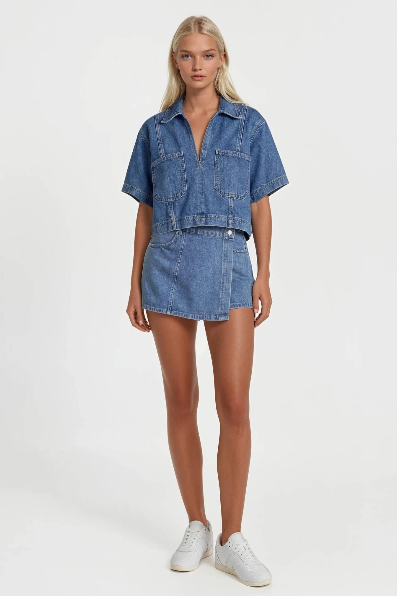 Denim Skort: Mid Denim