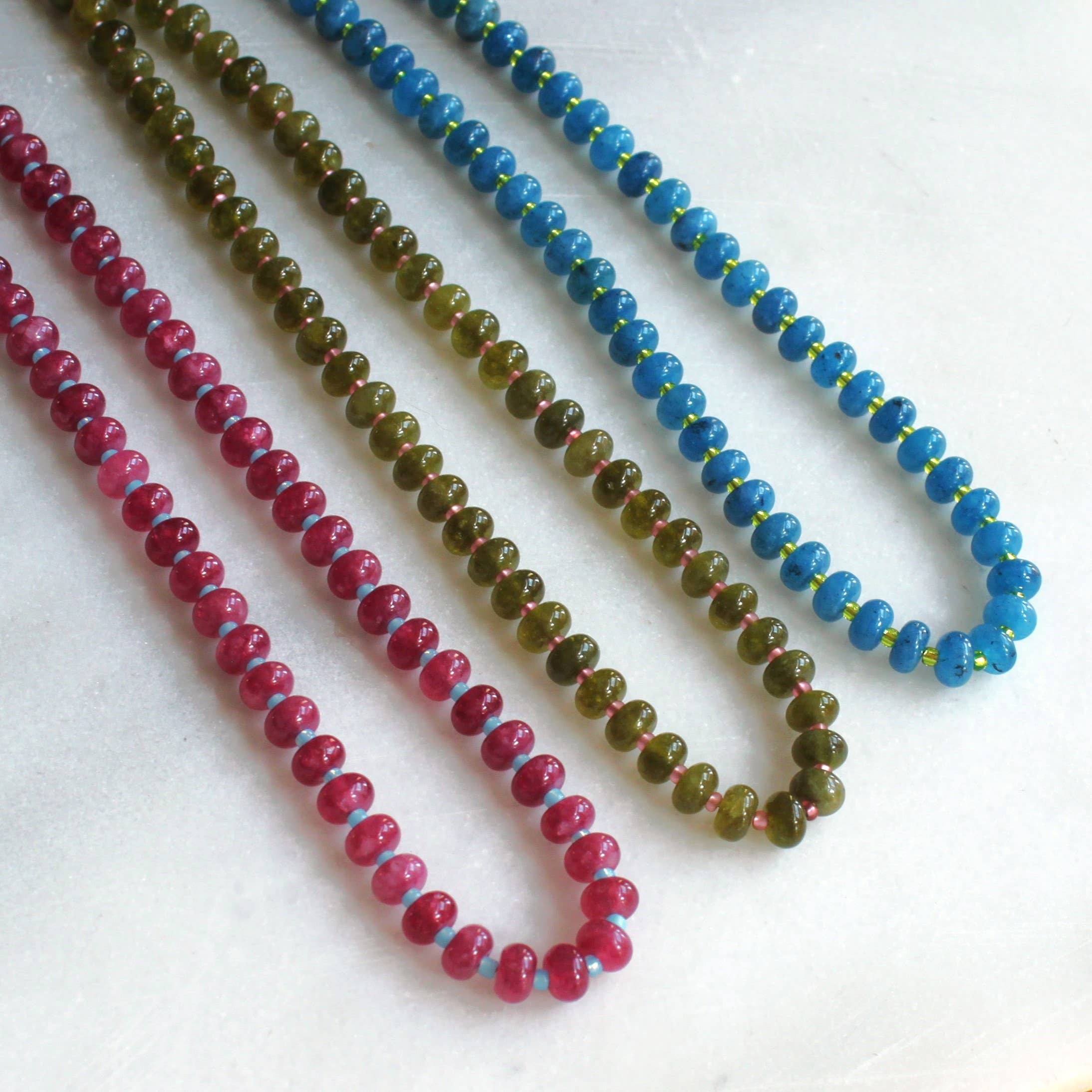 Willow Candy Bead Necklace, Handmade Fall Jewelry Trendy: Pink