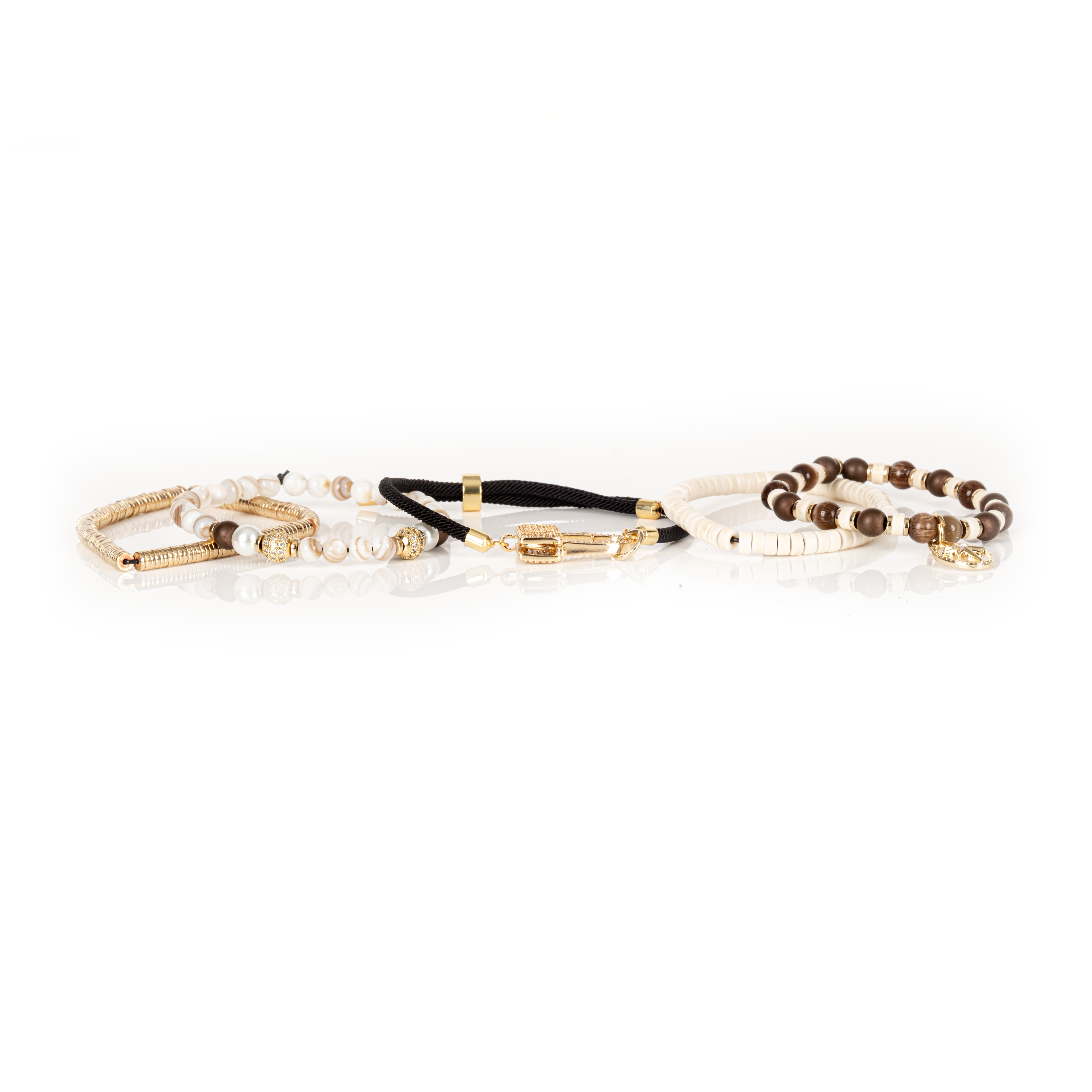 Ivory Compass Pearl Stack Bracelet: Medium 19 cm