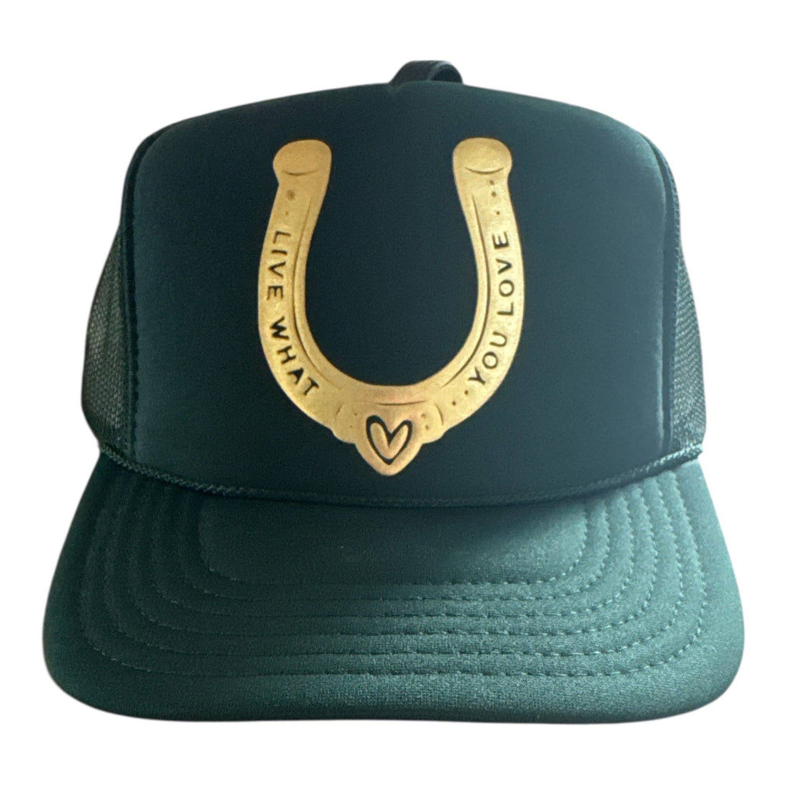 Lucky in Love Trucker: DARK GREEN - GOLD