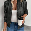 Casual bronzing thin cropped bomber jacket