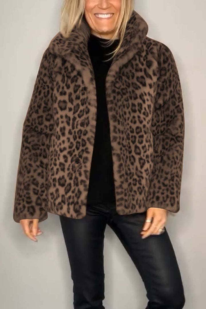 Leopard Print Faux Fur Coat