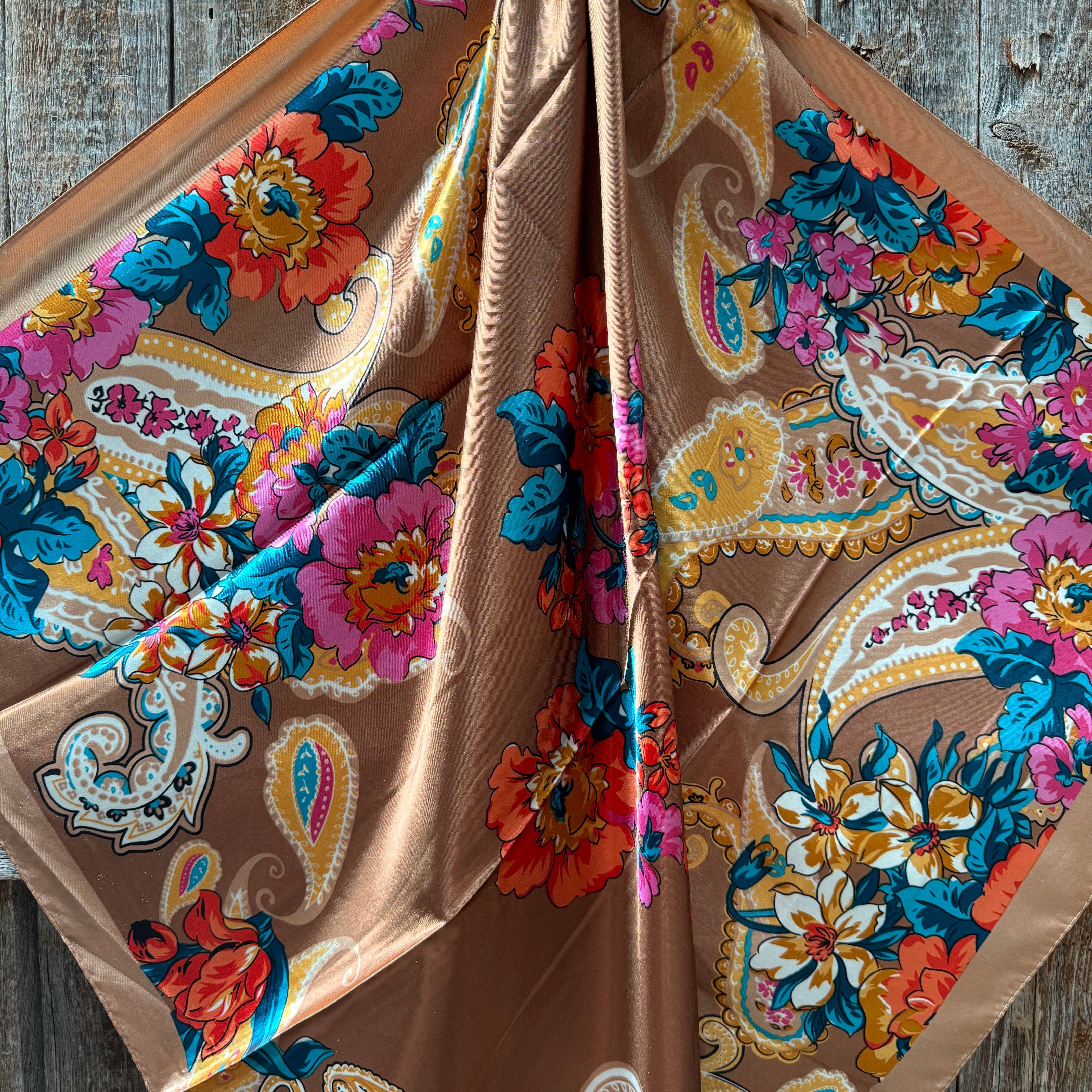 Tan Floral Wild Rag