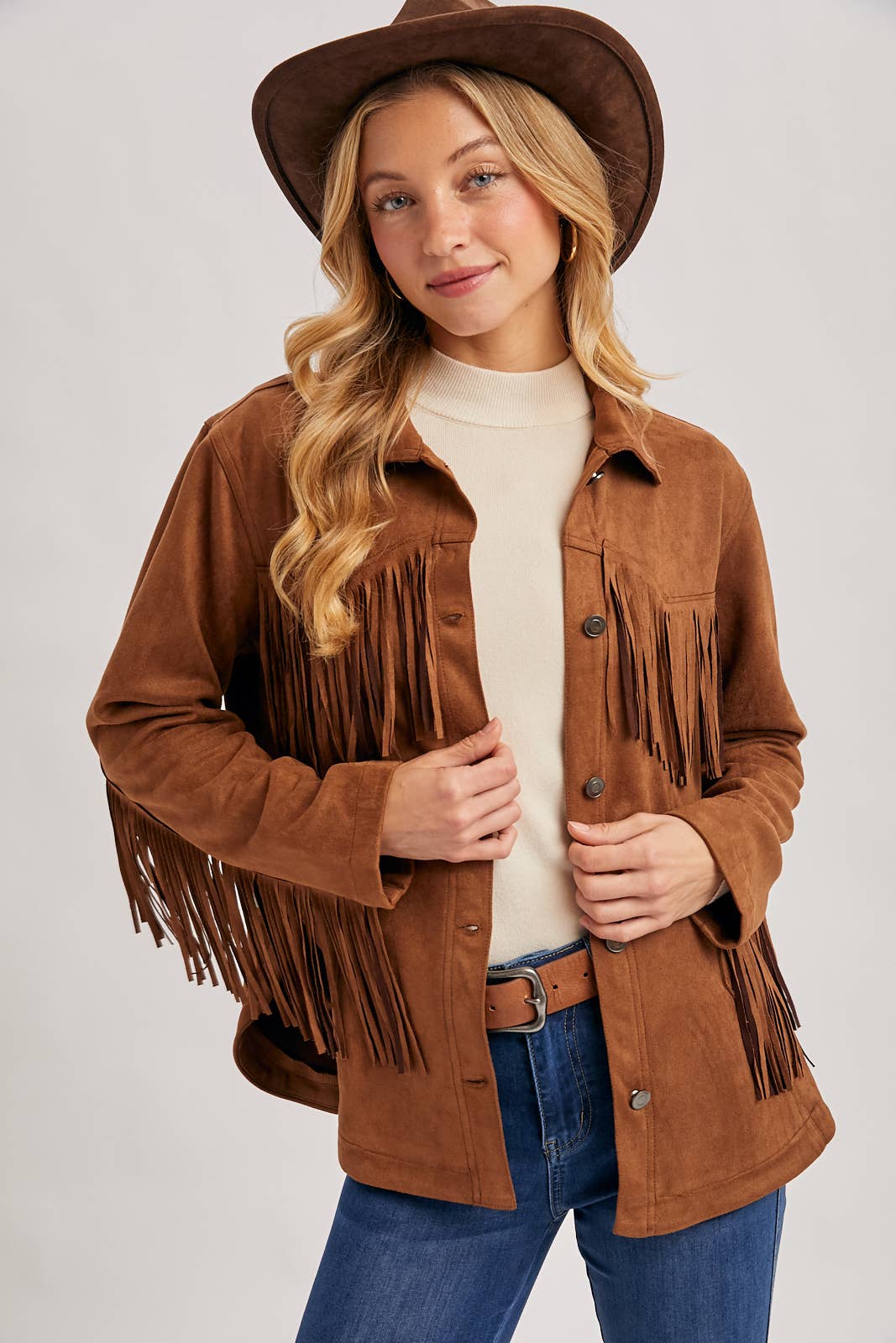 WESTERN FRINGE JACKET: CAMEL