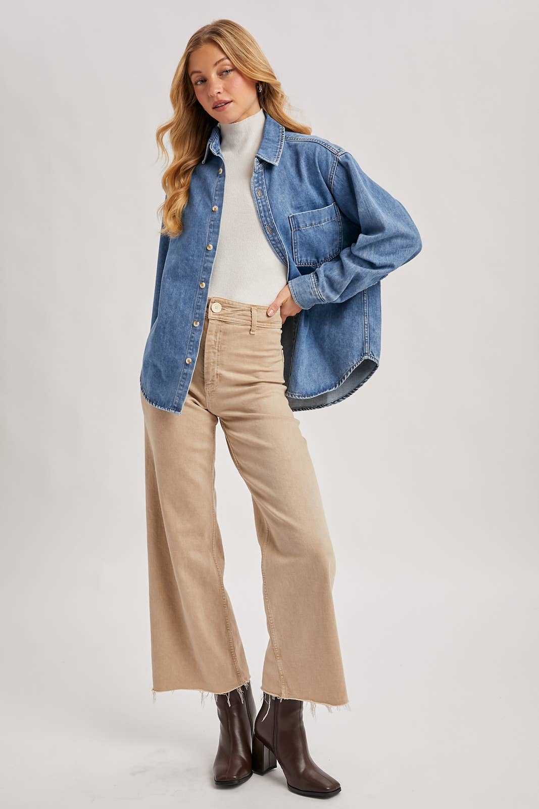 DENIM BUTTON DOWN SHIRTS: LT.WASH