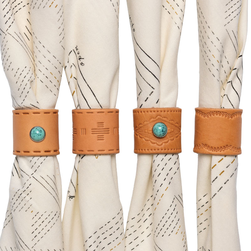 Leather Bandana Slide - Studded Dash - Scarf Ring