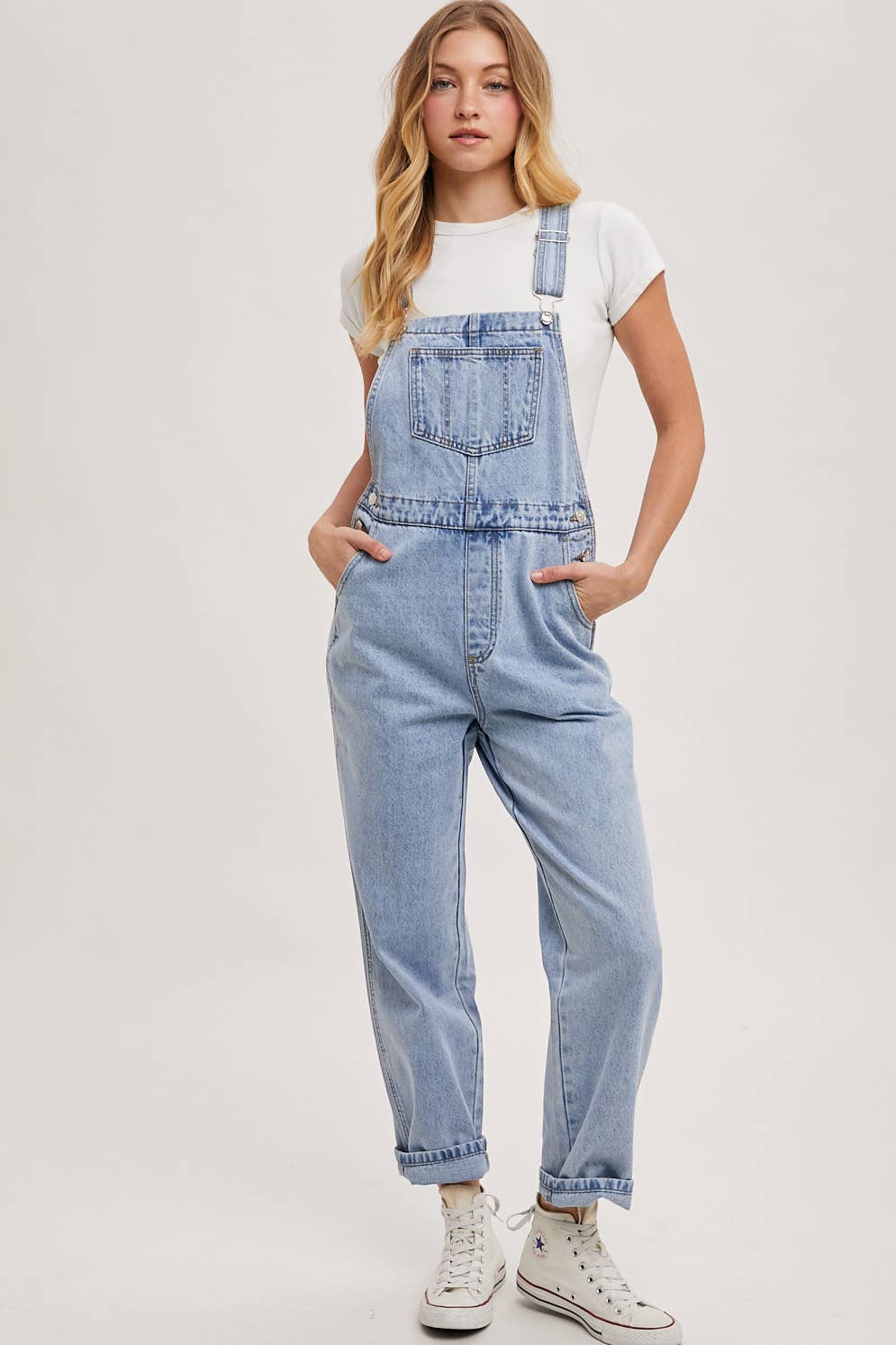 DENIM STRAIGHT LEG OVERALLS
