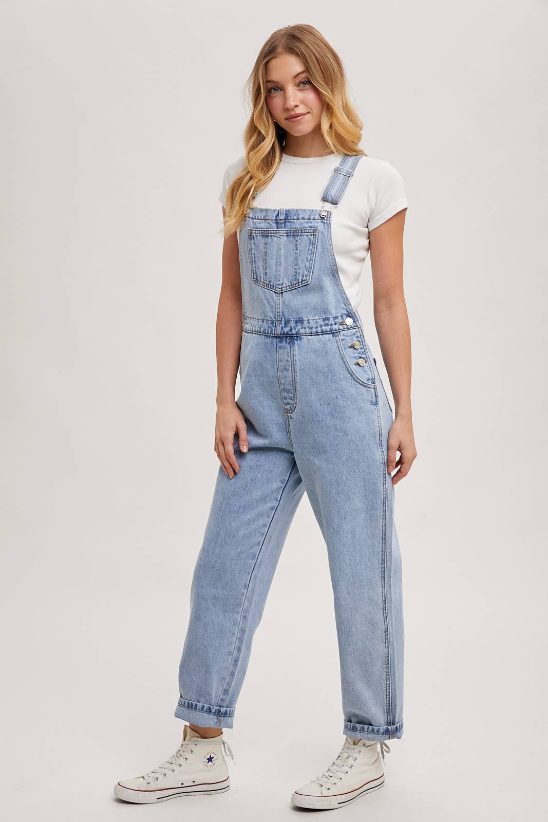 DENIM STRAIGHT LEG OVERALLS