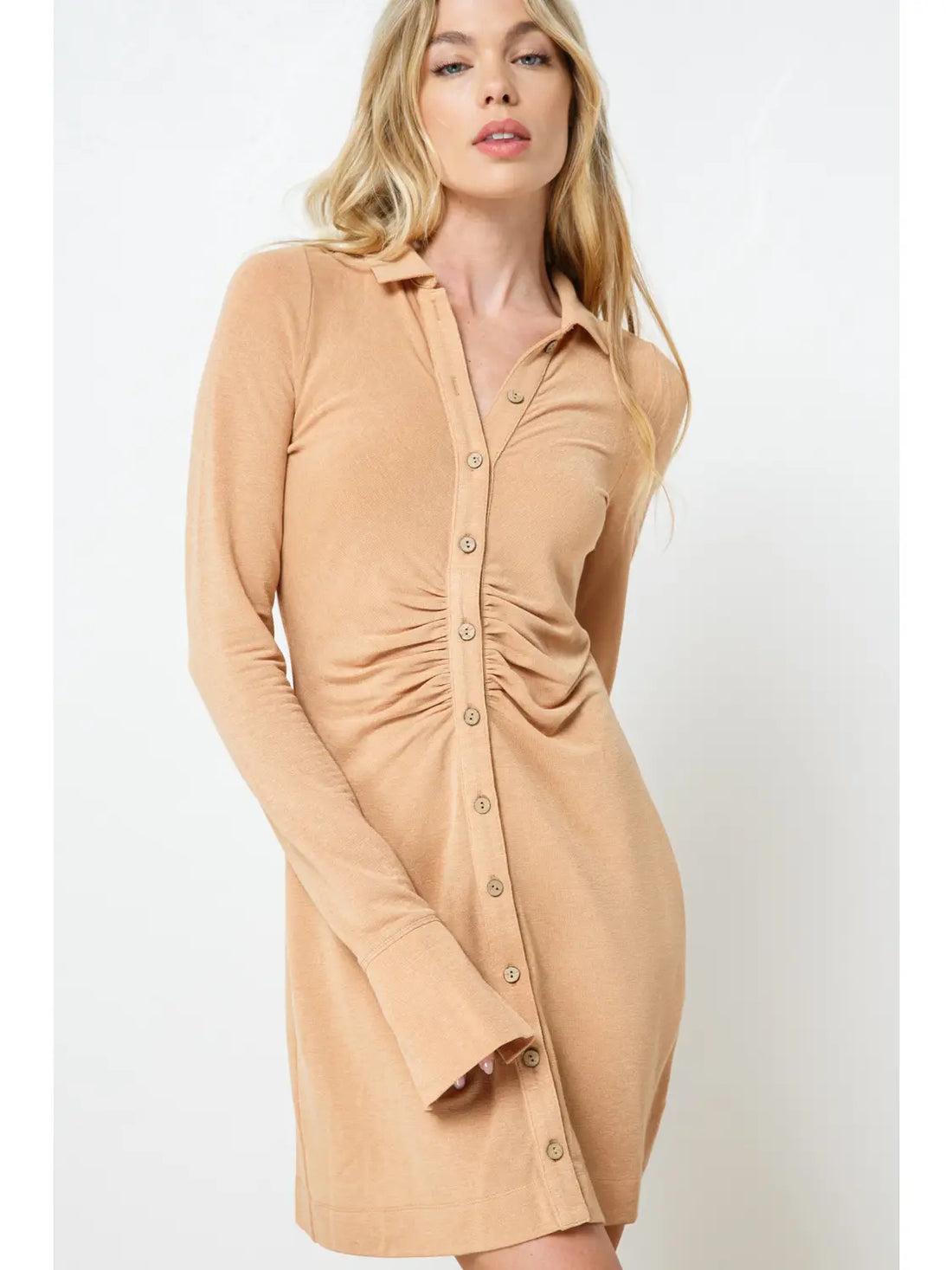 Shimering Jersey Ruched Placket