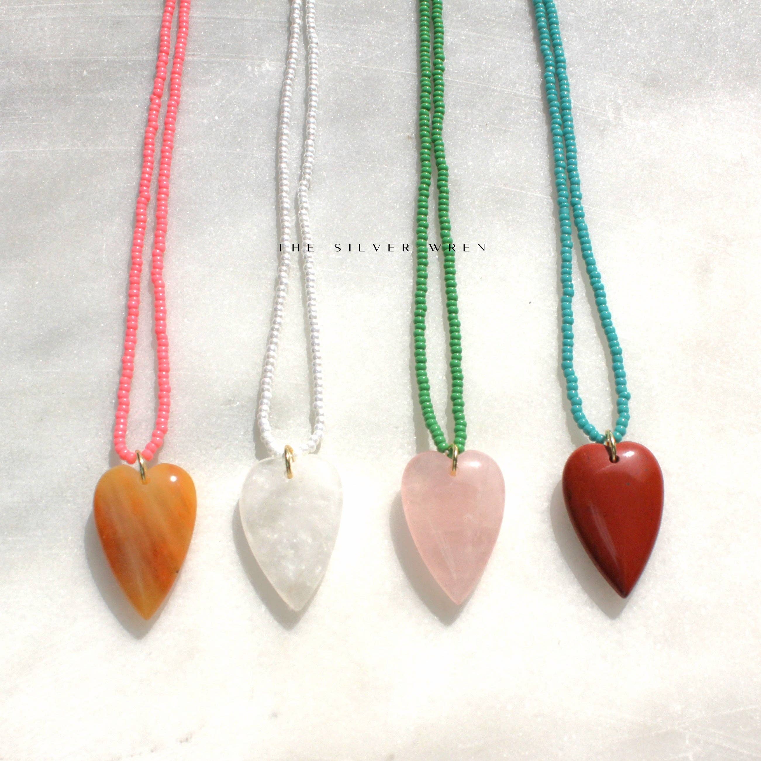 Esti Stone Heart Necklace: Rust & Turquoise / 16 inch