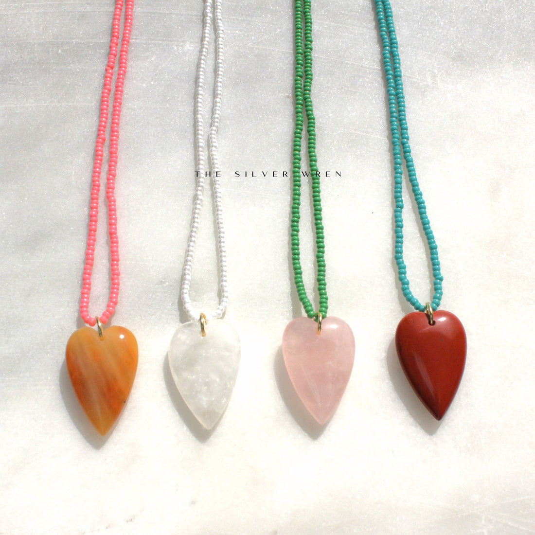 Esti Stone Heart Necklace: Rust & Turquoise / 16 inch