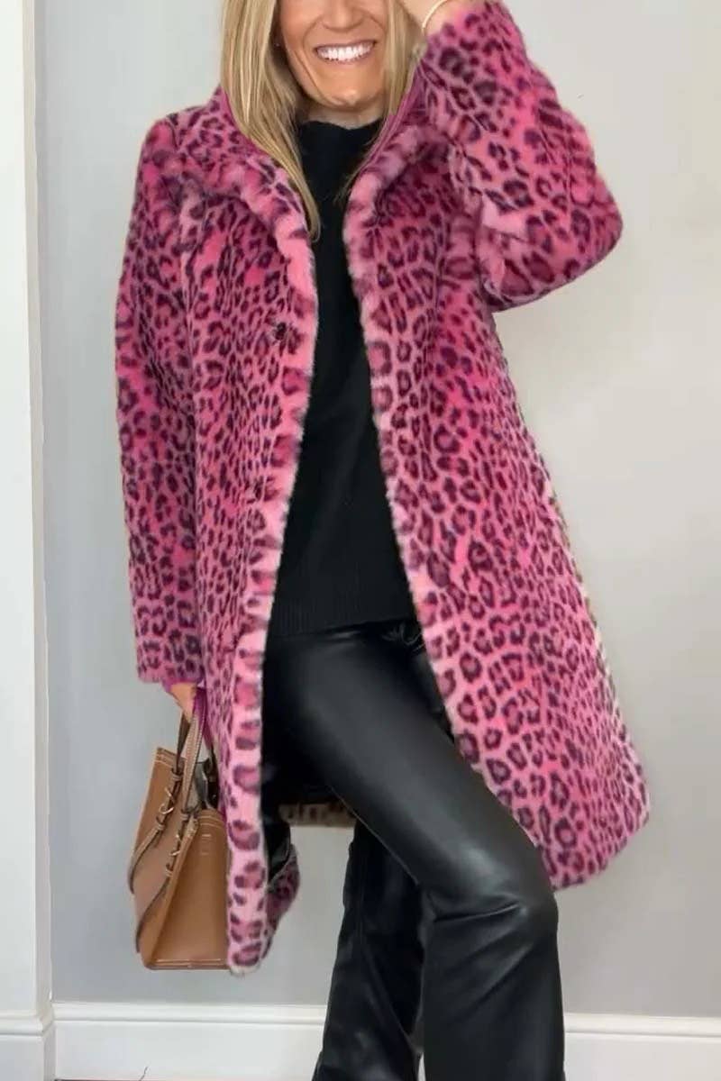 Leopard Print Faux Fur Coat