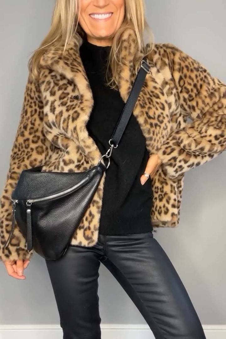 Leopard Print Faux Fur Coat