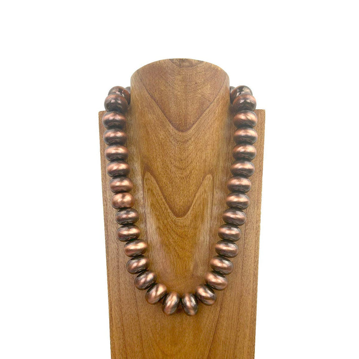 NKZ030524-07                      24 inches 25mm roundel silver Navajo pearl beads Necklace: COPPER