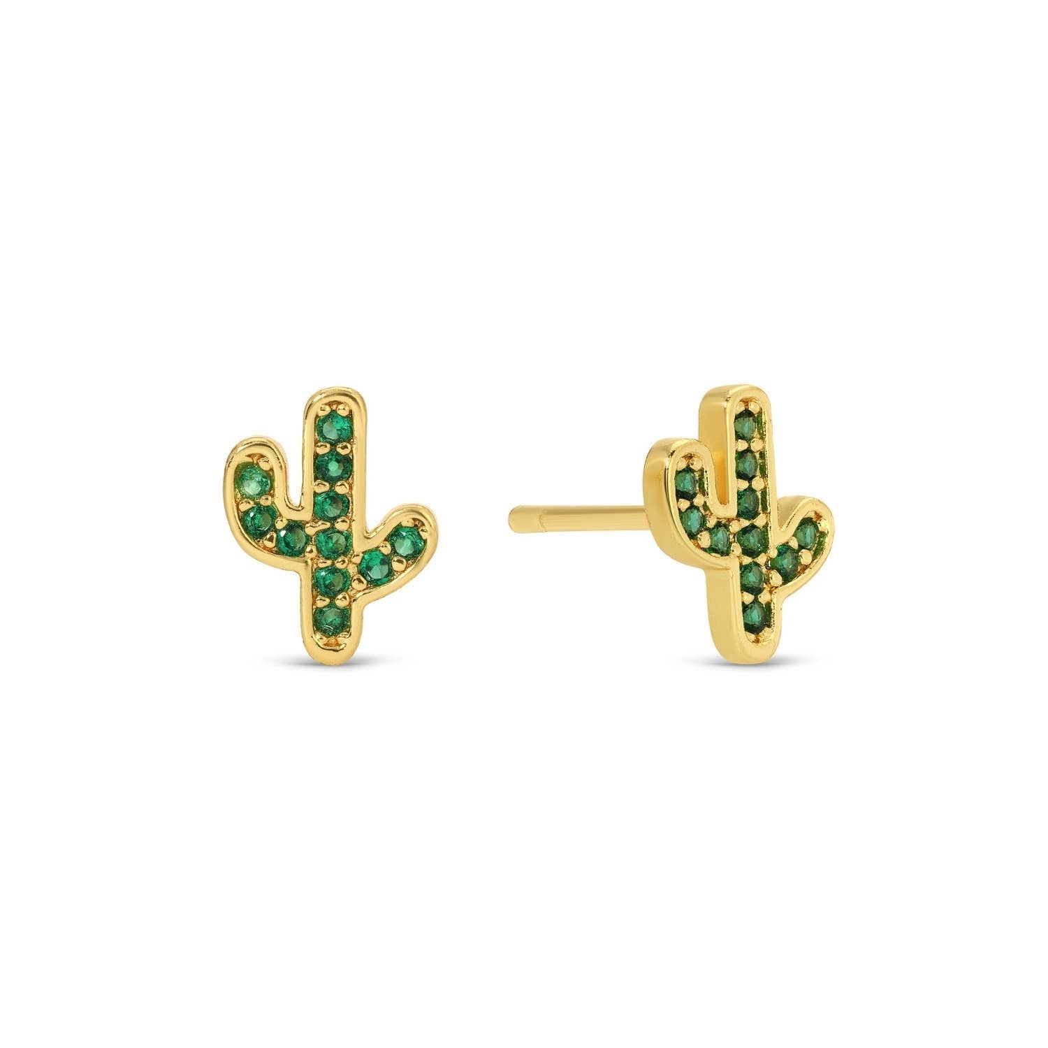 Green Pave Cactus Earrings