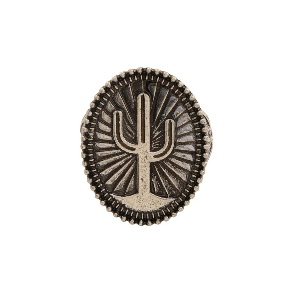OVAL CACTUS METAL RING, SR 0600: SB