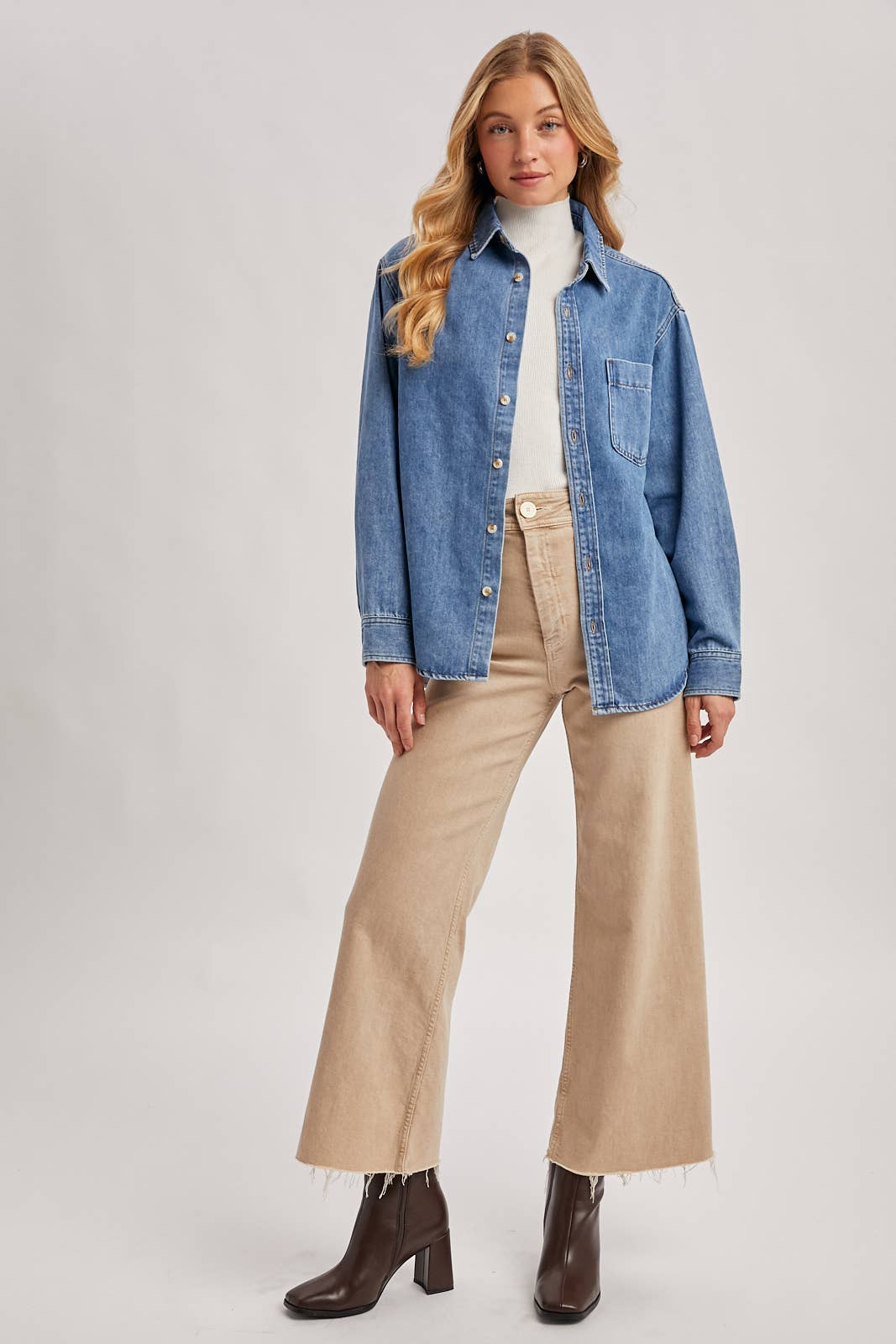 DENIM BUTTON DOWN SHIRTS: LT.WASH