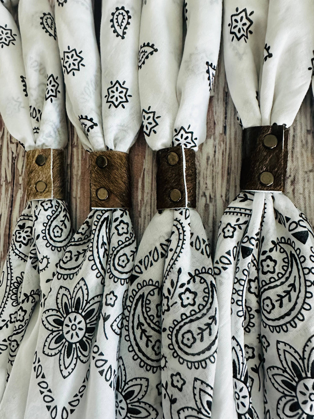 White & Black Hand Dyed Bandanas