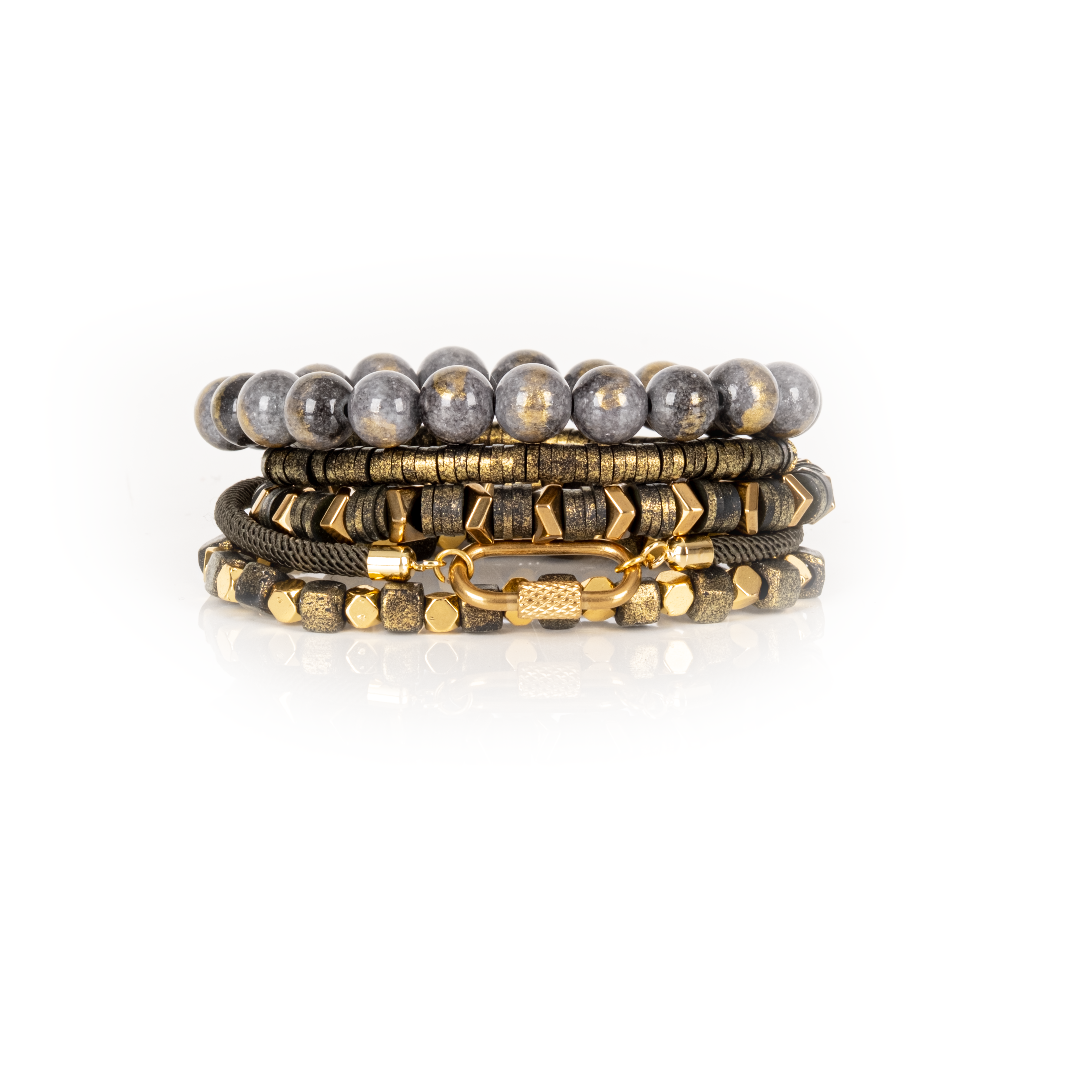 Ash & Gold Authority Bead Stack Bracelet: Small 18 cm
