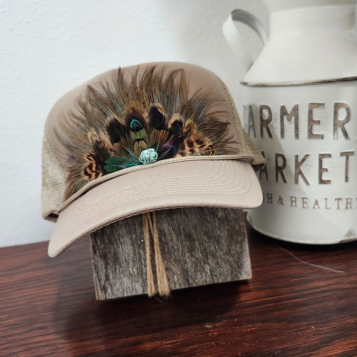 Western Feather Trucker Hat Retro Feather Trucker Hat