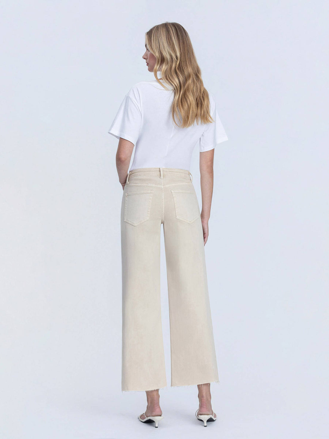 HIGH RISE CROP WIDE LEG JEANS White Swan